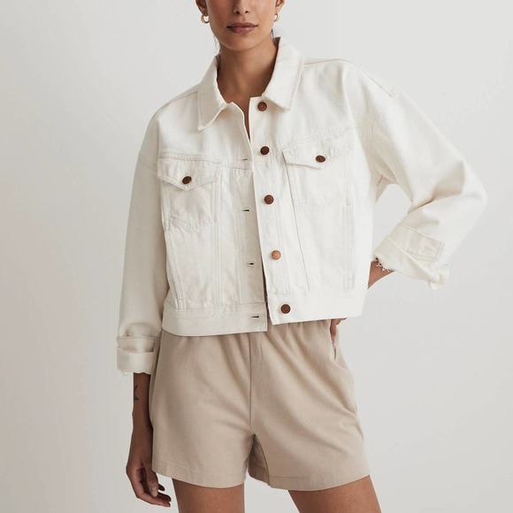 Madewell Jackets & Blazers - Madewell White Relaxed Fit Trucker Jean Jacket Size Small